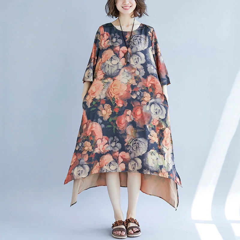 women khaki cotton blended maxi dress trendy plus size print Half sleeve long dresses New o neck cotton blended clothing women khaki cotton blended maxi dress trendy plus size print Half sleeve long dresses New o neck cotton blended clothing
