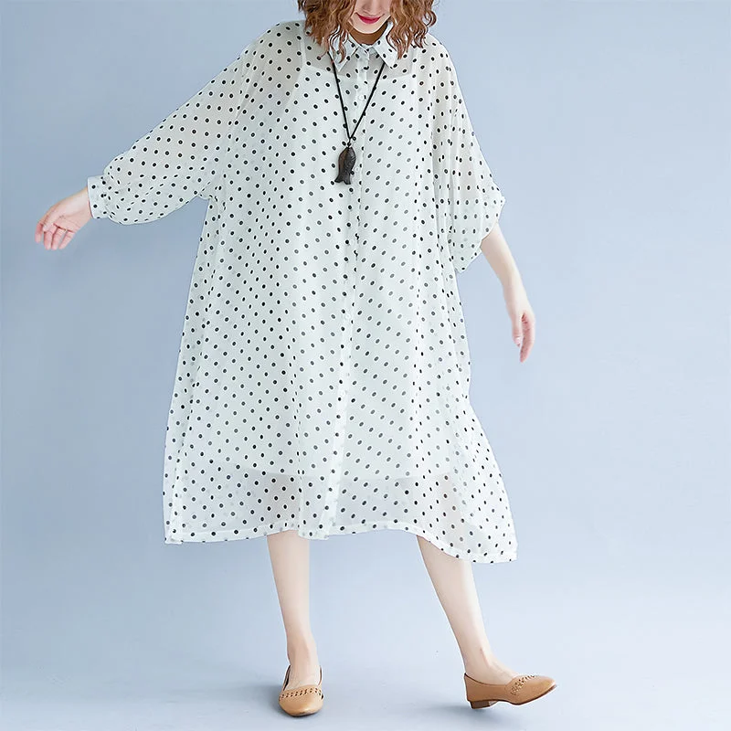 bohemian style white maxi dresses Turn-down Collar long sleeve prom dress dotted baggy dresses maxi dress bohemian style white maxi dresses Turn-down Collar long sleeve prom dress dotted baggy dresses maxi dress