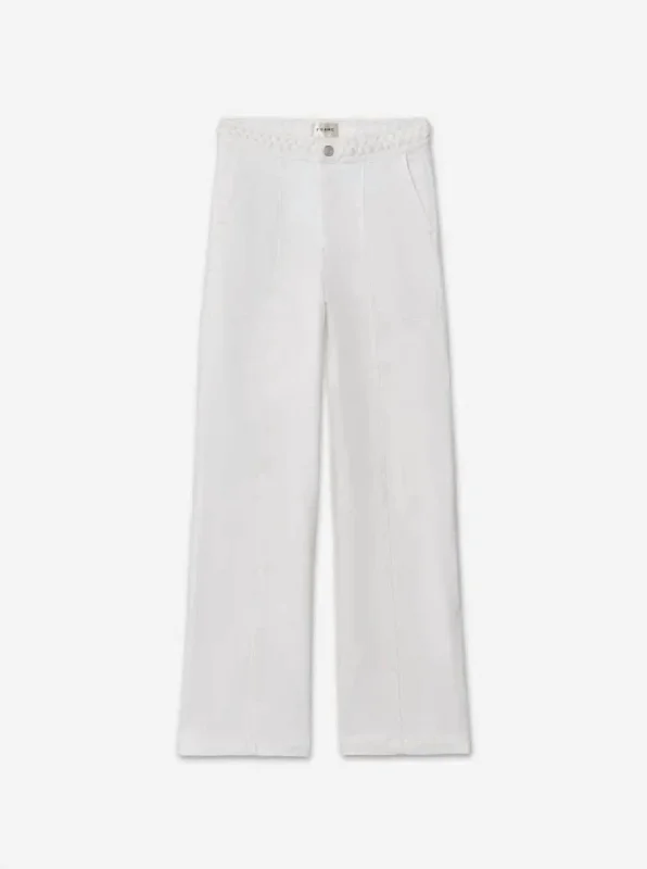 Braided Waistband Wide Leg Jeans In Au Natural CleanBigger Savings, Better Shopping!