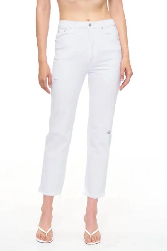 Charlie High Rise Straight Jeans In WhiteSpecial Discounts Inside!