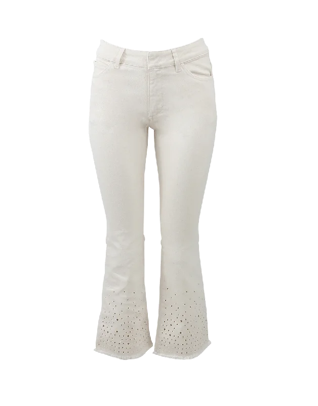 Cropped Flare Embroidered JeanScore Huge Discounts Today!