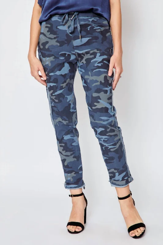 D Style Silver Stripe Camo Pants In Blue JeansMega Sale Happening Now!