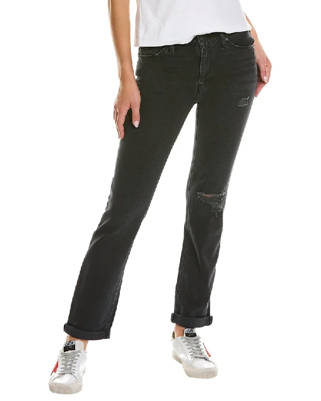 HUDSON Jeans Nico Mid-Rise Black Ash Destruct Straight Ankle JeanSpecial Discounts Inside!