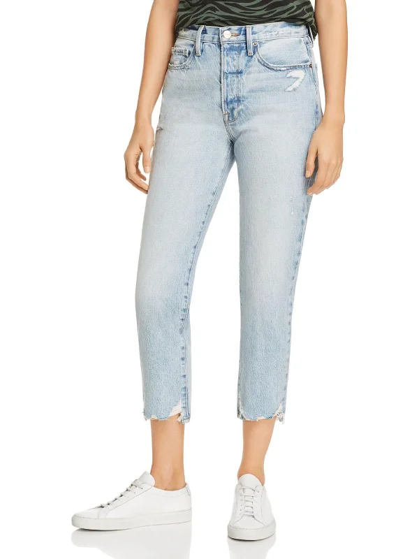 Le Original Womens Destroyed Denim Cropped JeansBuy More, Pay Less!