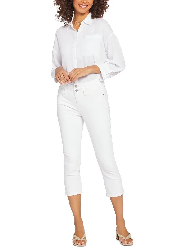 Womens Double Button Denim Capri JeansEvery Deal is a Steal!