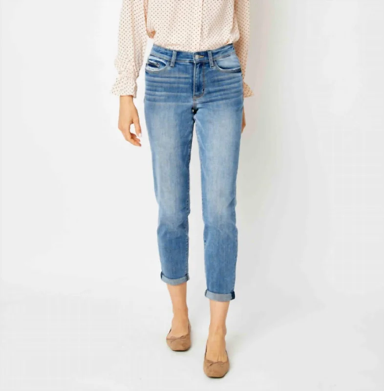 Women's Midrise Cuffed Slim Leg Jeans In Medium WashFind the Best Deals Here!