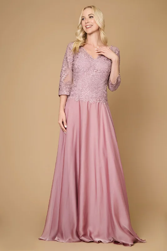 Dylan & Davids Long Sleeve Formal Mother of the Bride Lace DressMore Discounts, More Joy!