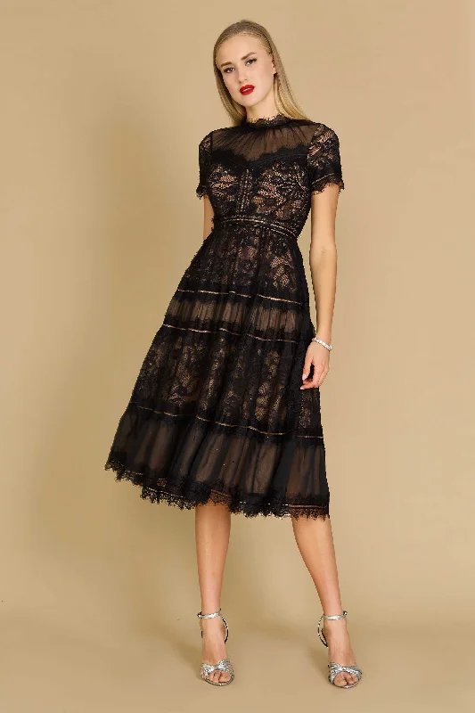 Dylan & Davids Midi Lace Formal Black Cocktail DressSpecial Offer – Act Fast!