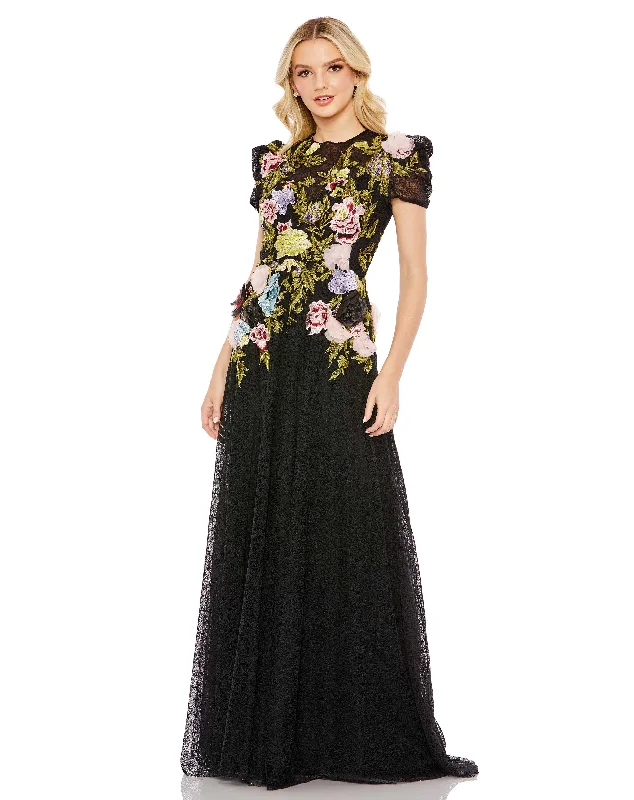 Mac Duggal 11411 Floral Long Formal Evening DressSave Up to 50% Off!