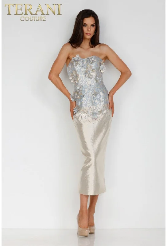 Terani Couture 231C0212 Short Cocktail Prom 3D Floral Tea Length DressGreat Deals, Just for You!