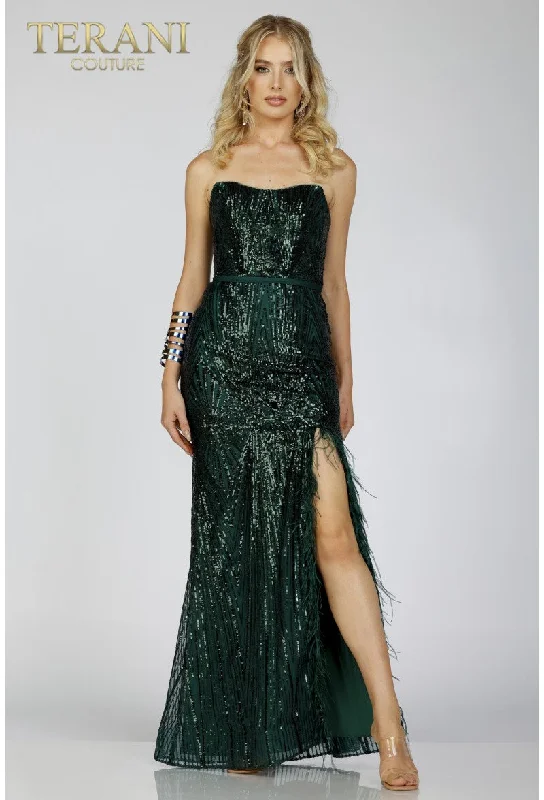 Terani Couture 231P0030 Long Formal Prom Sequin Feather DressShop Smart, Save Big! Terani Couture 231P0030 Long Formal Prom Sequin Feather DressShop Smart, Save Big!