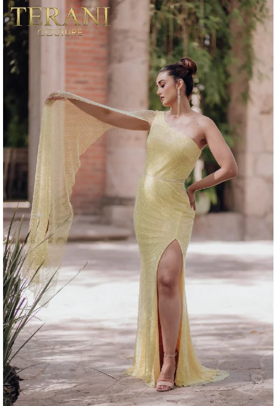 Terani Couture 232E1209 Long Cape Formal Prom DressMore Discounts, More Joy!
