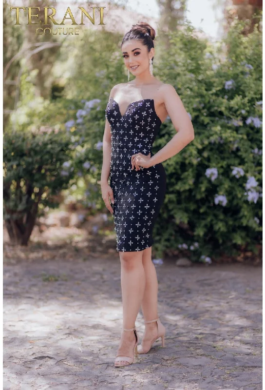 Terani Couture 232H1108 Short Fitted Cocktail Beaded DressCrazy Discounts Inside!