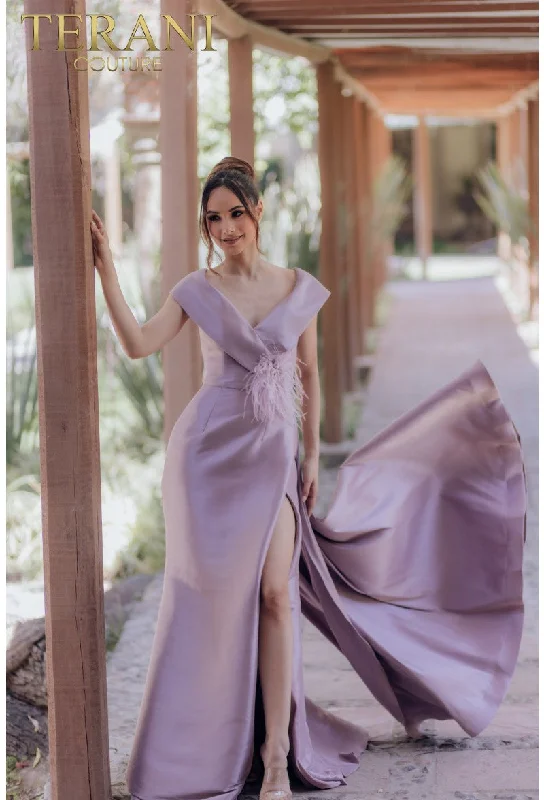 Terani Couture 232M1534 Long Formal Overskirt Feather DressOne Day Only – Huge Savings! Terani Couture 232M1534 Long Formal Overskirt Feather DressOne Day Only – Huge Savings!