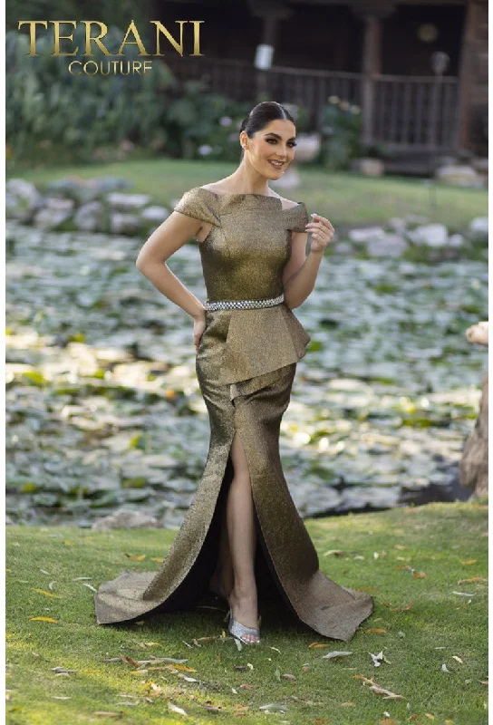 Terani Couture 232M1555 Long Formal Prom Peplum Mermaid DressEverything Must Go!