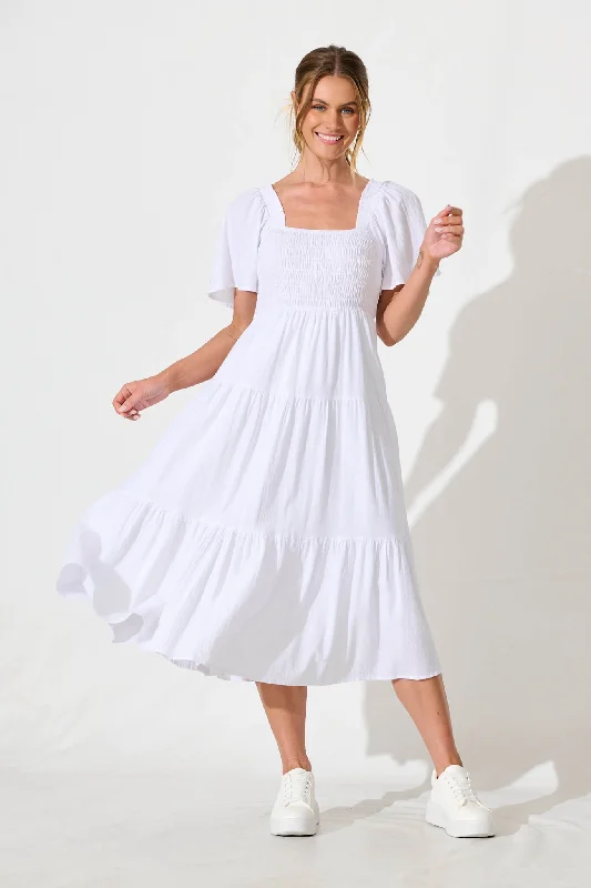 Akino Midi Dress in WhiteOne Click Away from Big Savings!