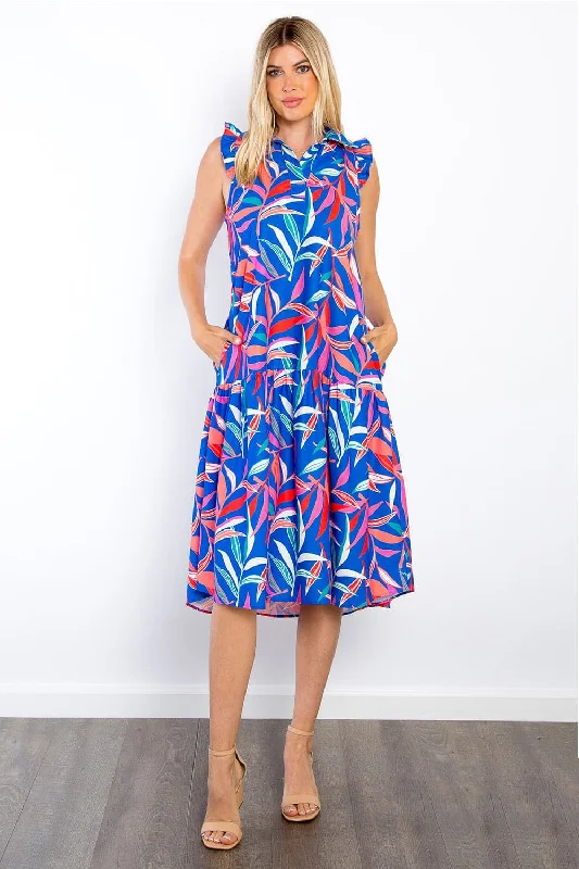 Be Stage Print Ruffled Midi Dress with PocketsUnlock Huge Savings Now!