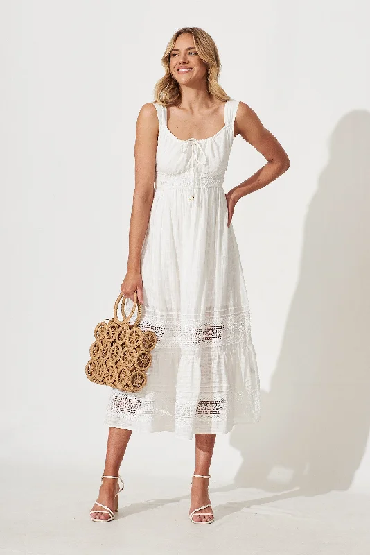 Beautiful Day Midi Sundress In White CottonYour Dream Deal is Here!