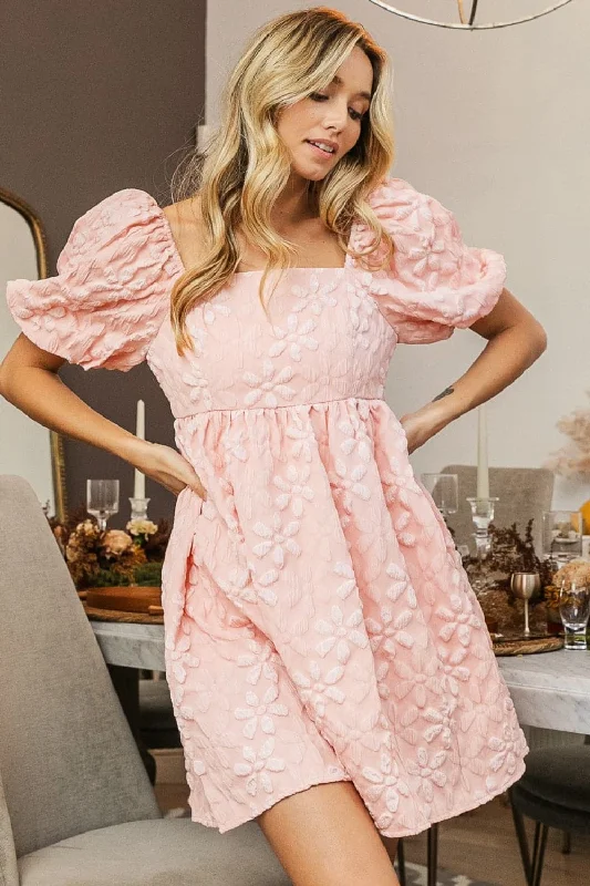 BiBi Flower Square Neck Puff Sleeve DressSave More Than Ever!