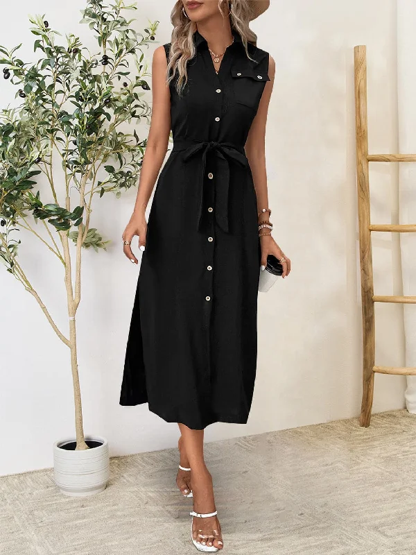 Chic sleeveless midi dress with tie detailsShop Smart, Save Big!