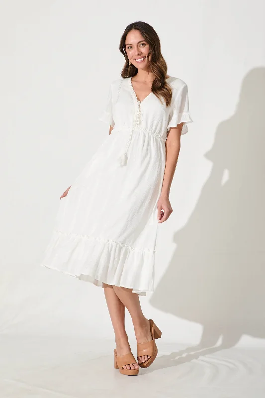 Clea Midi Dress in White CottonShop Before It’s Gone!