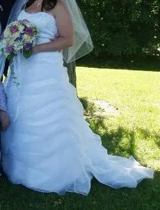 David's Bridal Organza Draped Pick-up with Beaded Lace EmpireHot Deals You Can’t Resist!