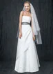 David's Bridal Satin A-line with Asymmetrical Skirt Style T8076Buy More, Pay Less!