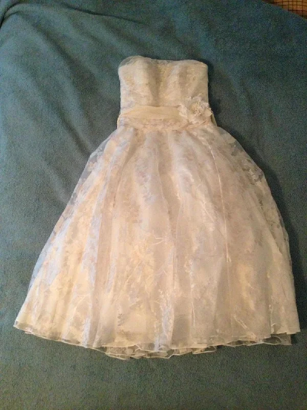 David's Bridal Short Printed Organza Gown with Floral Sash WG3313Exclusive Savings This Week!