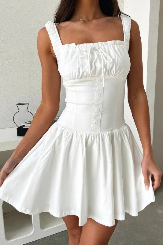 Chic button cami dress - square neckLimited Time Offer!