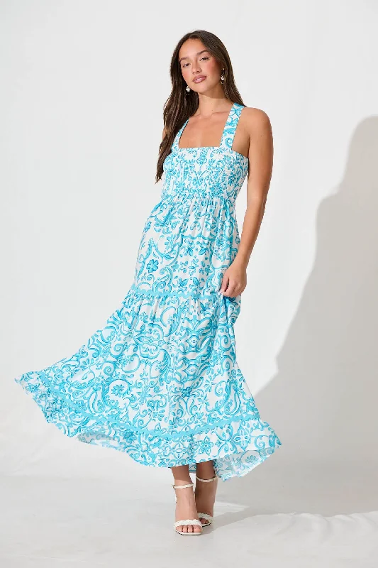 Emani Maxi Dress in Blue PrintHuge Price Cuts Await!