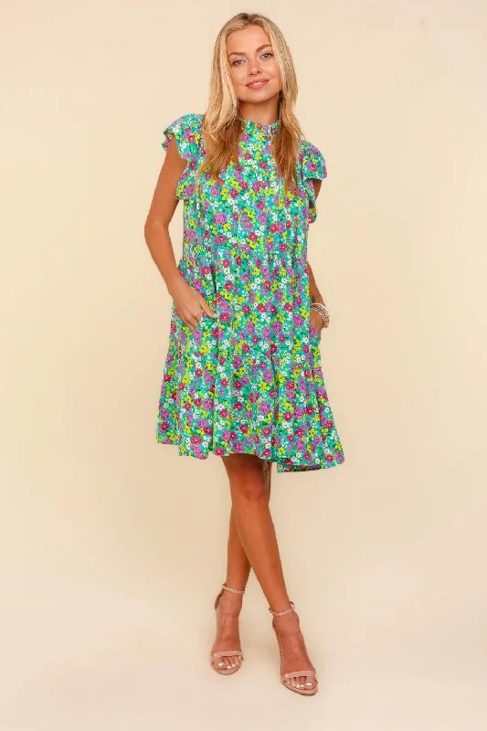 Haptics Frilled Mock Neck Ditsy Floral DressEvery Deal is a Steal!
