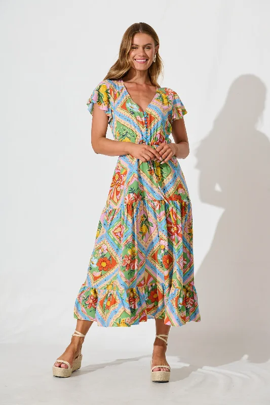 Karlene Maxi Dress In Multi Tile PrintExclusive Savings This Week!