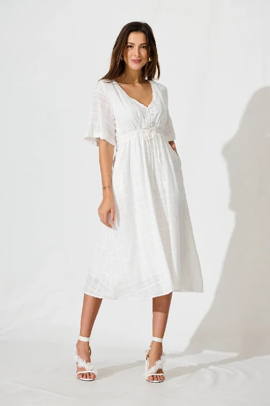 Kersey Midi Dress In White CottonLowest Prices Guaranteed!