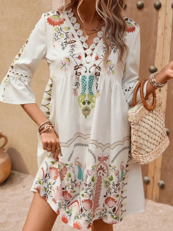 Lace printed three-quarter dressEnjoy Huge Discounts Now!