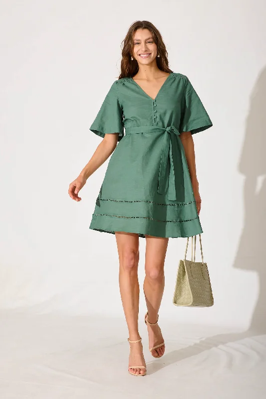 Mccartney Dress In Green Cotton LinenOnly a Few Left – Order Now!