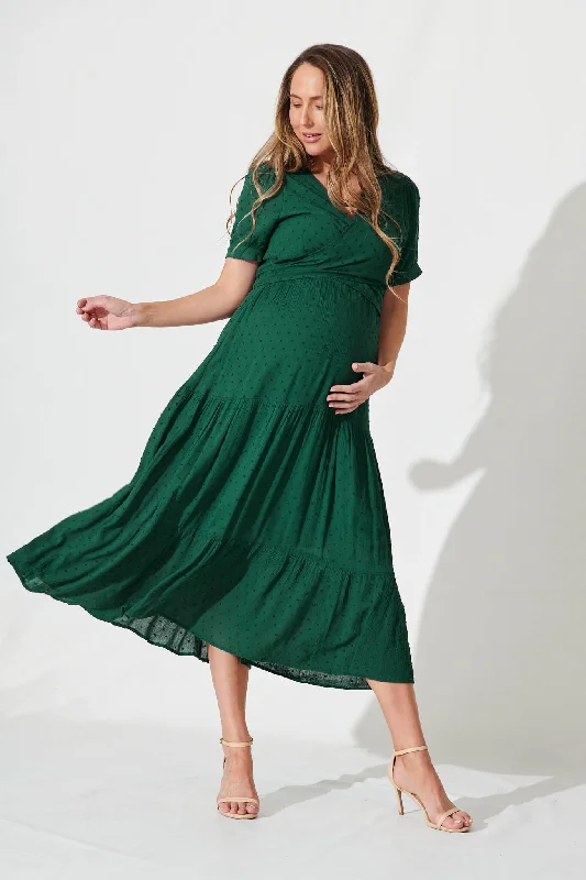 Morrison Maxi Dress In Emerald Swiss DotSave Money, Shop Happy!