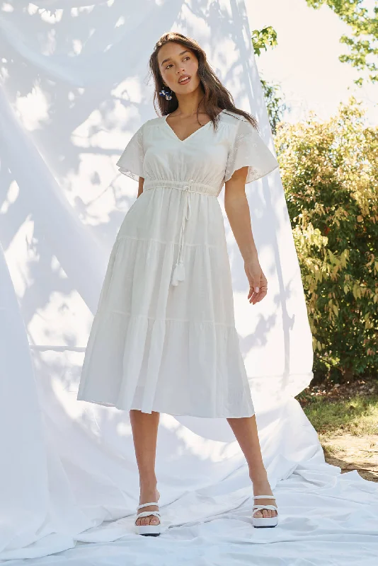 Nolan Midi Dress In White CottonBest Deals Just for You!