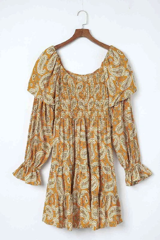 Paisley Flounce Sleeve DressSavings You Can’t Ignore!