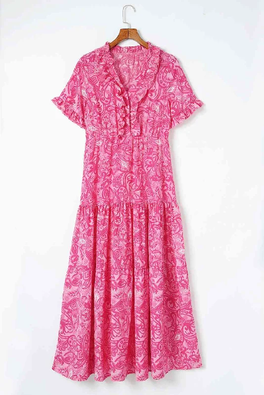 Paisley Print Flounce Sleeve Maxi DressThe Best Deals Won’t Wait!