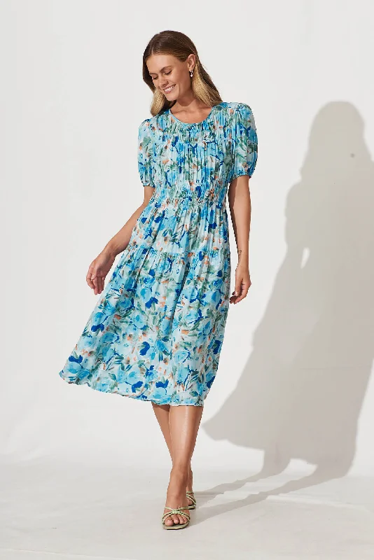 Paulini Midi Dress In Blue FloralGet More for Less!