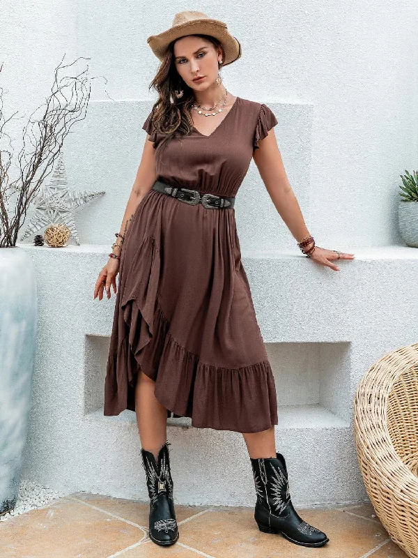 Flattering plus size ruffled dressYour Shopping Wish, Our Discount Command!