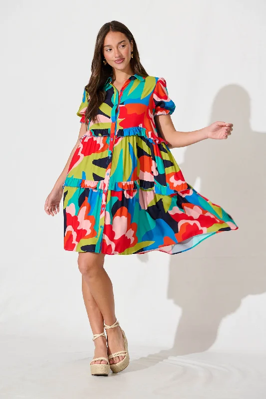 Power Of Love Shirt Dress In Navy Bright Multi PrintMassive Price Cuts!