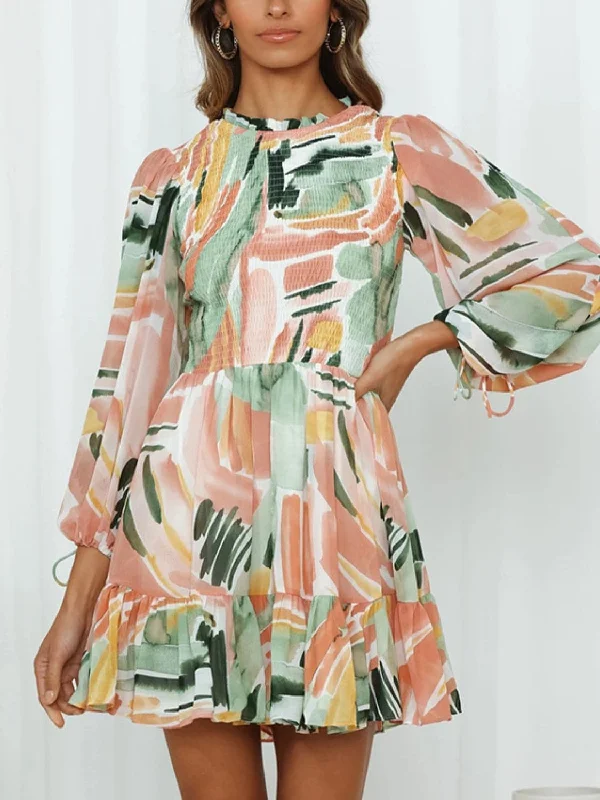 Floral mock neck mini dressShop Now and Save!