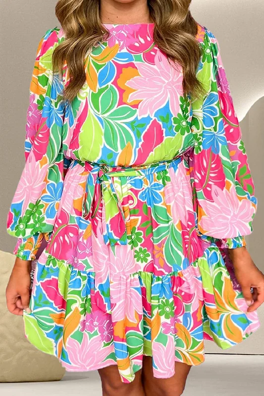 Floral mini dress with tie waistGet It Before It’s Gone!