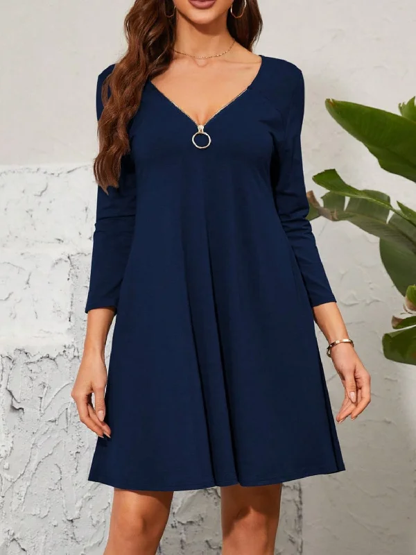 Chic quarter zip long sleeve dressOne Day Only – Huge Savings!