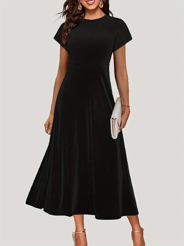 Chic midi dress with short sleevesLowest Prices Guaranteed!