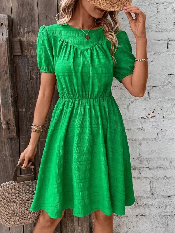 Ruched sheer mini dress - short sleevesMega Sale Happening Now!