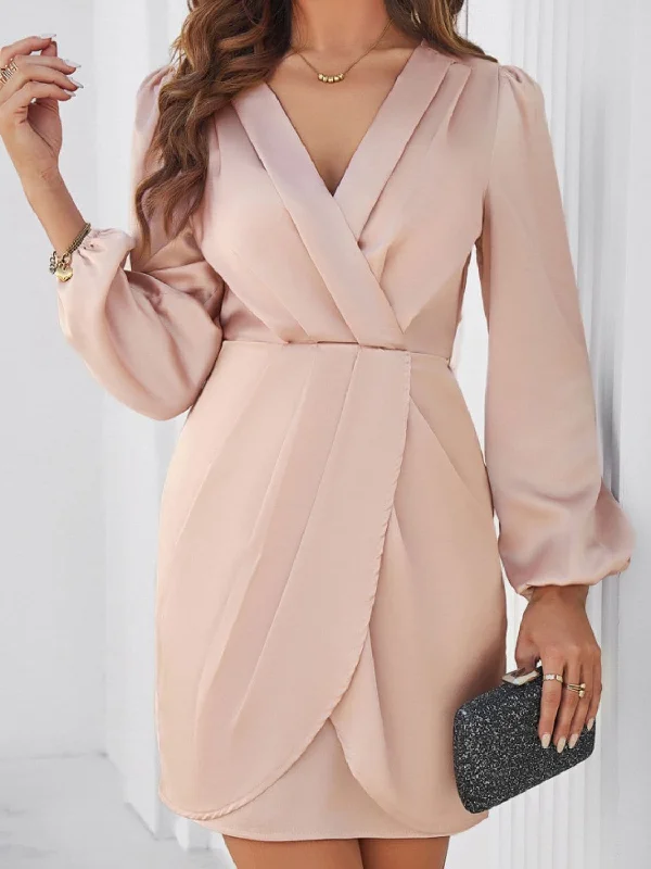 Ruched mini dress with sleevesGet Ready to Save!