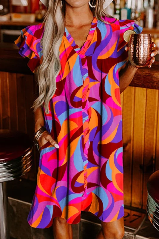 Playful ruffled mini dress - cap sleeves, polyesterShop More, Spend Less!