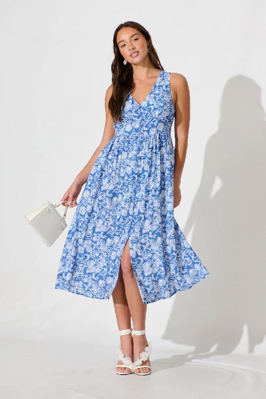 Ryland Midi Dress in Blue Paisley PrintGet It Before It’s Gone!